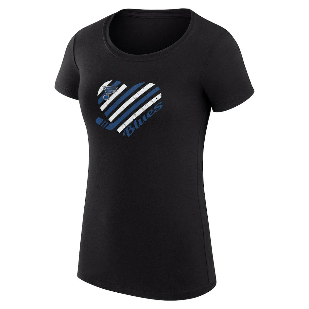 NHL Black St. Louis Blues G-III 4Her by Carl Banks Women's Super-Slim Fit Lightweight Heart T-Shirt