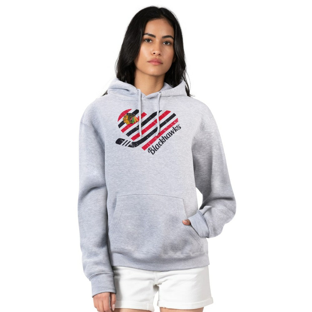 NHL Heather Gray Chicago Blackhawks G-III 4Her by Carl Banks Women's Heart Pullover Hoodie