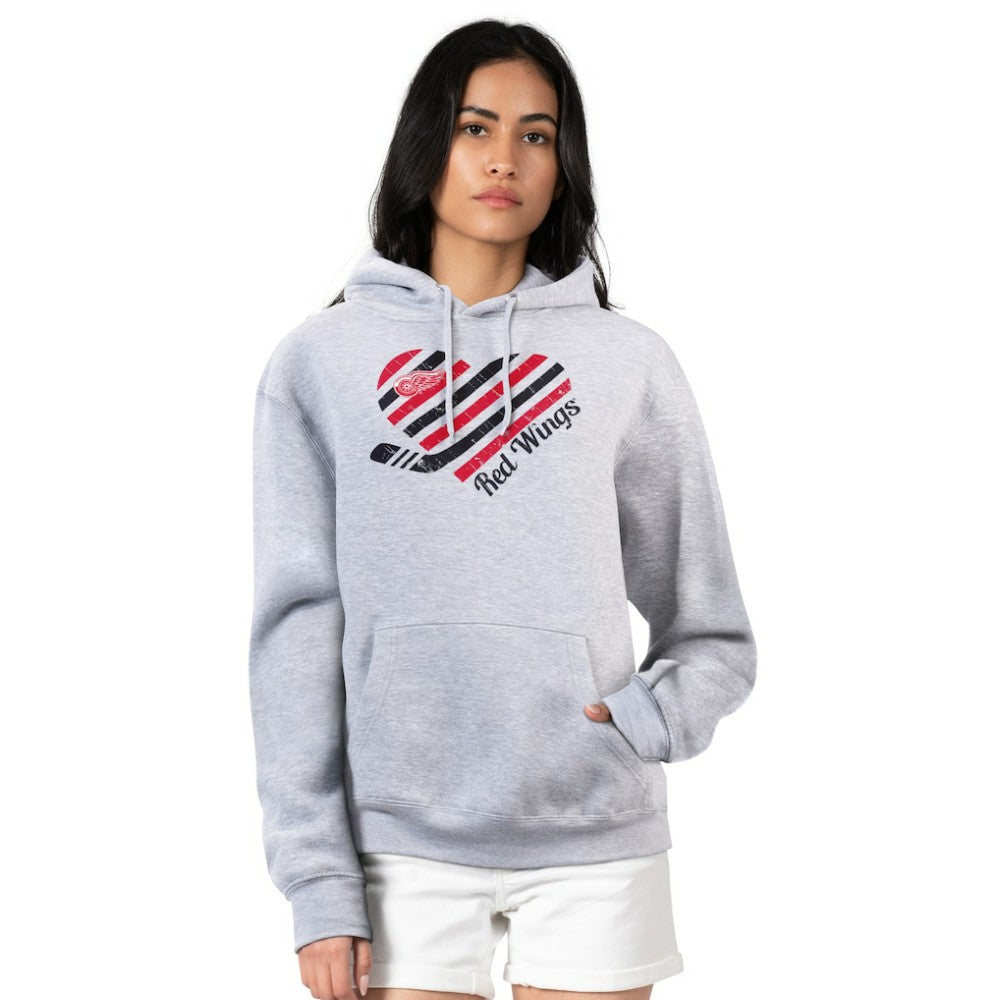 NHL Heather Gray Detroit Red Wings G-III 4Her by Carl Banks Women's Heart Pullover Hoodie
