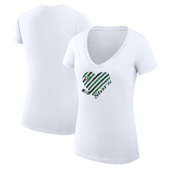 NHL White Dallas Stars G-III 4Her by Carl Banks Women's Super-Slim Fit Lightweight Heart V-Neck T-Shirt