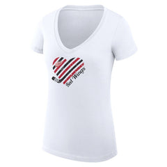 NHL White Detroit Red Wings G-III 4Her by Carl Banks Women's Super-Slim Fit Lightweight Heart V-Neck T-Shirt