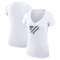 NHL White Los Angeles Kings G-III 4Her by Carl Banks Women's Super-Slim Fit Lightweight Heart V-Neck T-Shirt