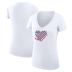 NHL White New York Rangers G-III 4Her by Carl Banks Women's Super-Slim Fit Lightweight Heart V-Neck T-Shirt