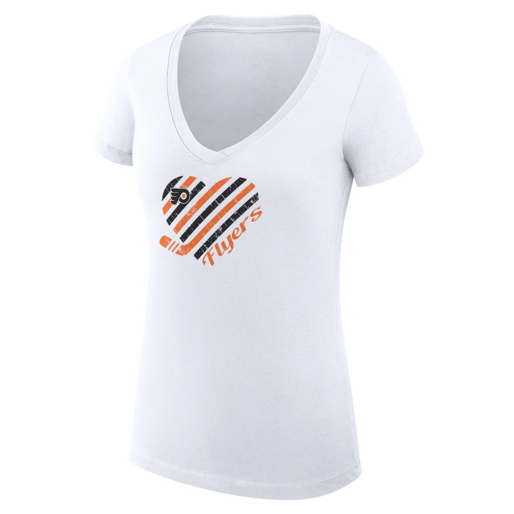 NHL White Philadelphia Flyers G-III 4Her by Carl Banks Women's Super-Slim Fit Lightweight Heart V-Neck T-Shirt