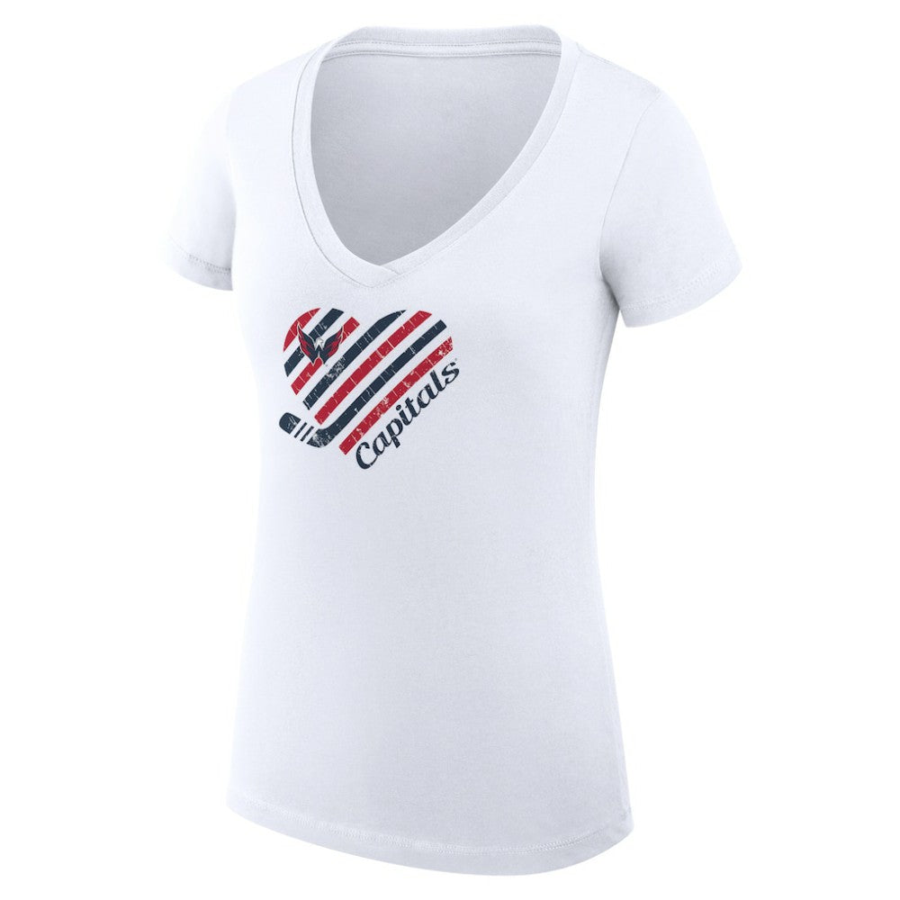 NHL White Washington Capitals G-III 4Her by Carl Banks Women's Super-Slim Fit Lightweight Heart V-Neck T-Shirt