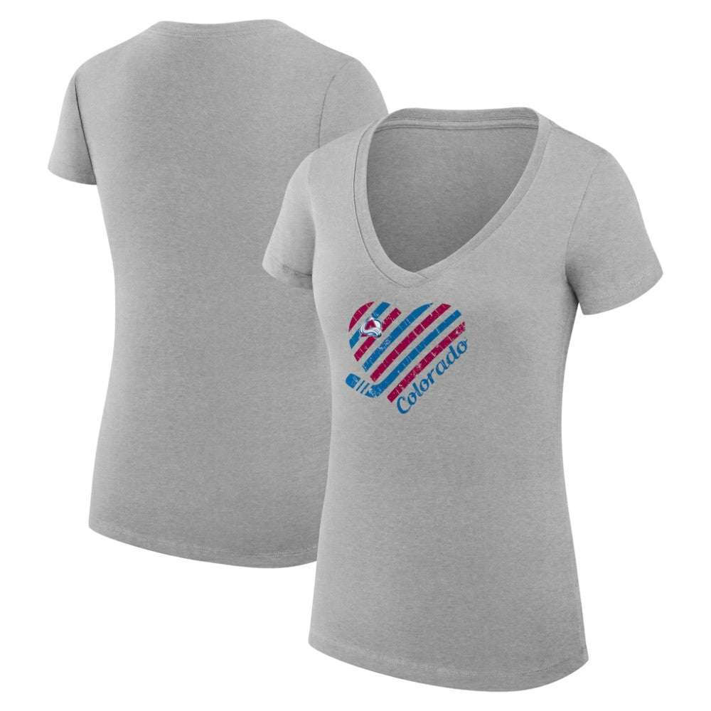 NHL Heather Gray Colorado Avalanche G-III 4Her by Carl Banks Women's Super-Slim Fit Lightweight Heart V-Neck T-Shirt