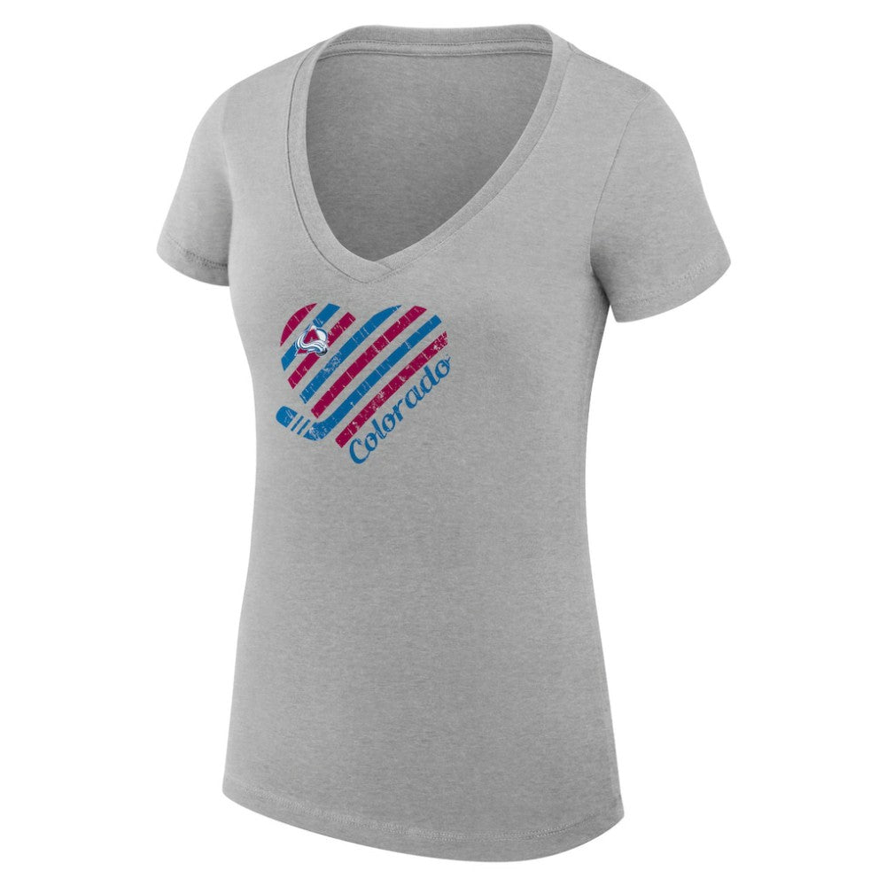 NHL Heather Gray Colorado Avalanche G-III 4Her by Carl Banks Women's Super-Slim Fit Lightweight Heart V-Neck T-Shirt