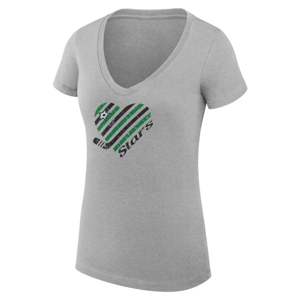 NHL Heather Gray Dallas Stars G-III 4Her by Carl Banks Women's Super-Slim Fit Lightweight Heart V-Neck T-Shirt