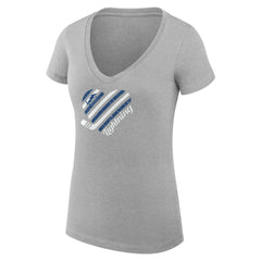 NHL Heather Gray Tampa Bay Lightning G-III 4Her by Carl Banks Women's Super-Slim Fit Lightweight Heart V-Neck T-Shirt