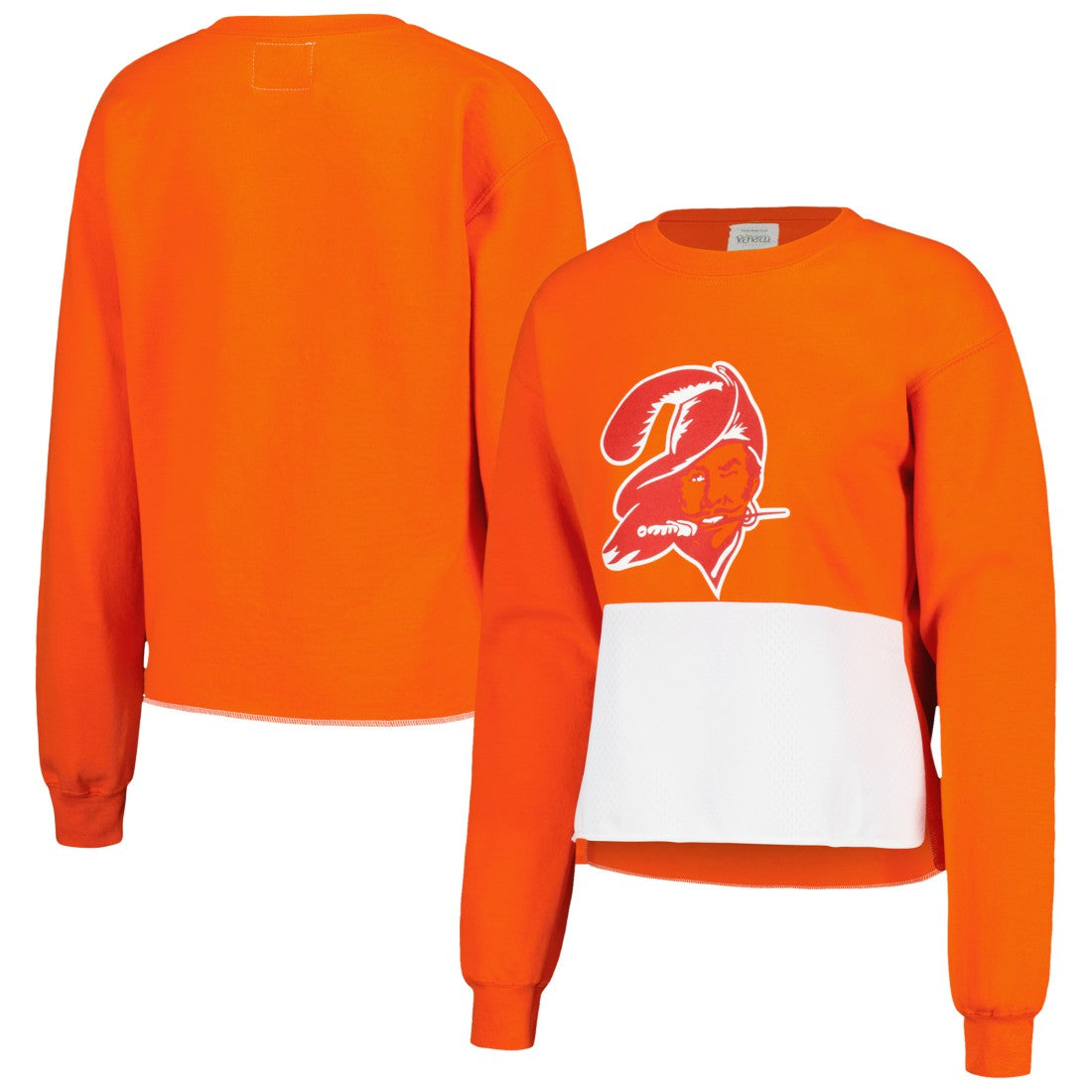 Refried Apparel Women's Retro Cropped Tri-Blend Pullover Sweatshirt - Tampa Bay Buccaneers