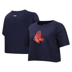 MLB Boston Red Sox Pro Standard Women's Painted Sky Boxy Cropped T-Shirt