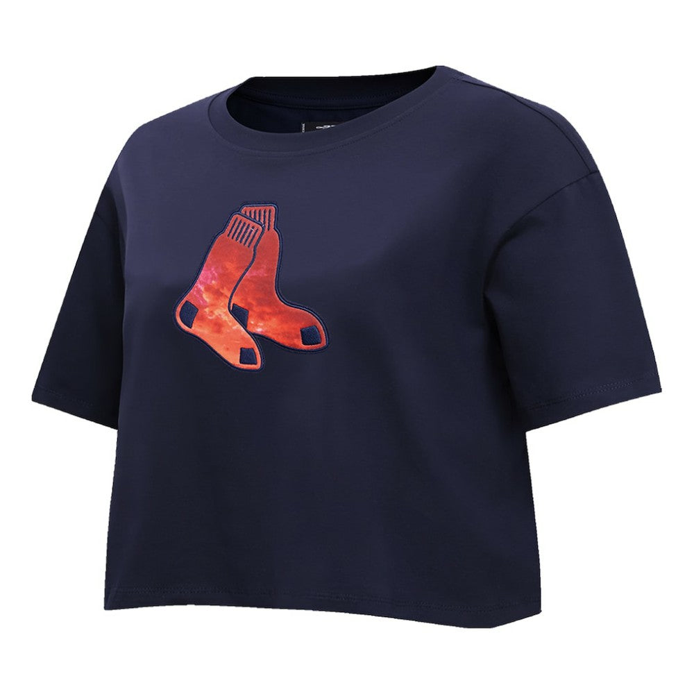 MLB Boston Red Sox Pro Standard Women's Painted Sky Boxy Cropped T-Shirt