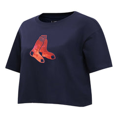 MLB Boston Red Sox Pro Standard Women's Painted Sky Boxy Cropped T-Shirt