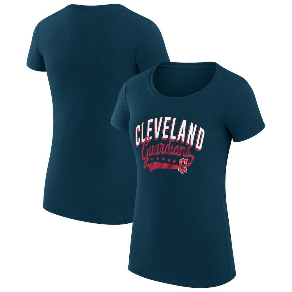 MLB Cleveland Guardians G-III 4Her by Carl Banks Women's Super-Slim Fit Lightweight Filigree Team T-Shirt