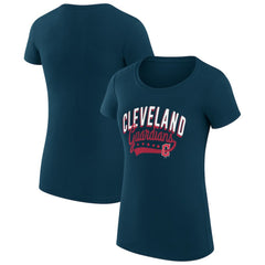 MLB Cleveland Guardians G-III 4Her by Carl Banks Women's Super-Slim Fit Lightweight Filigree Team T-Shirt