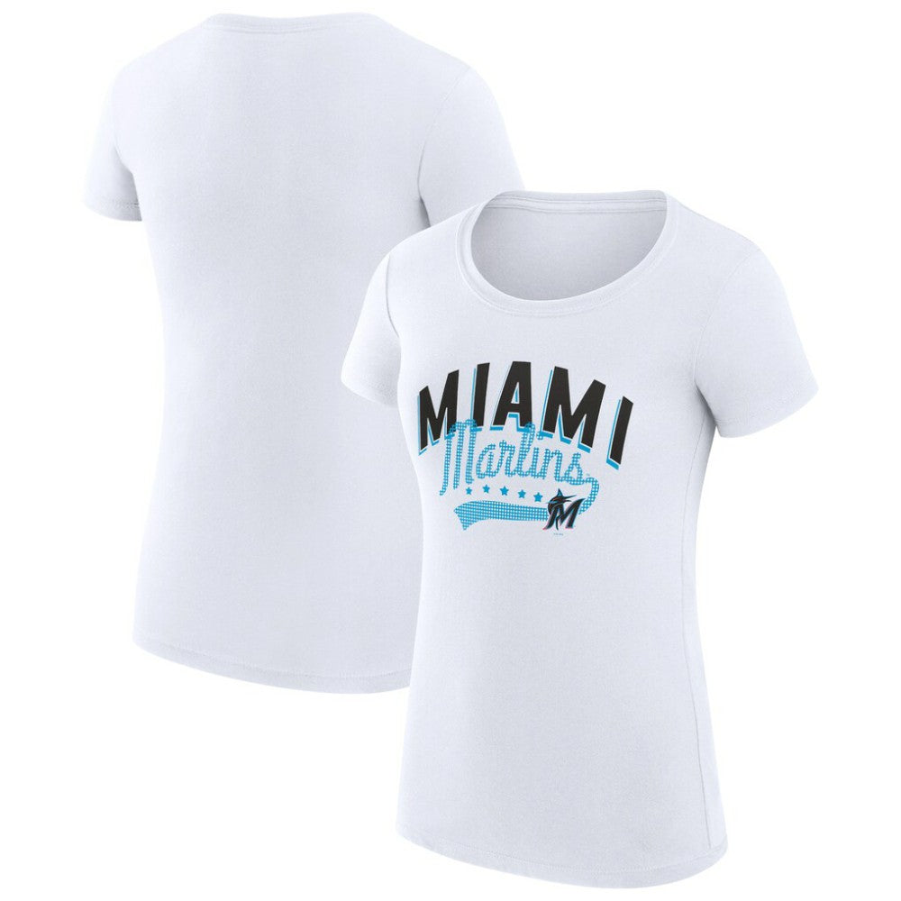 MLB Miami Marlins G-III 4Her by Carl Banks Women's Super-Slim Fit Lightweight Filigree Team T-Shirt
