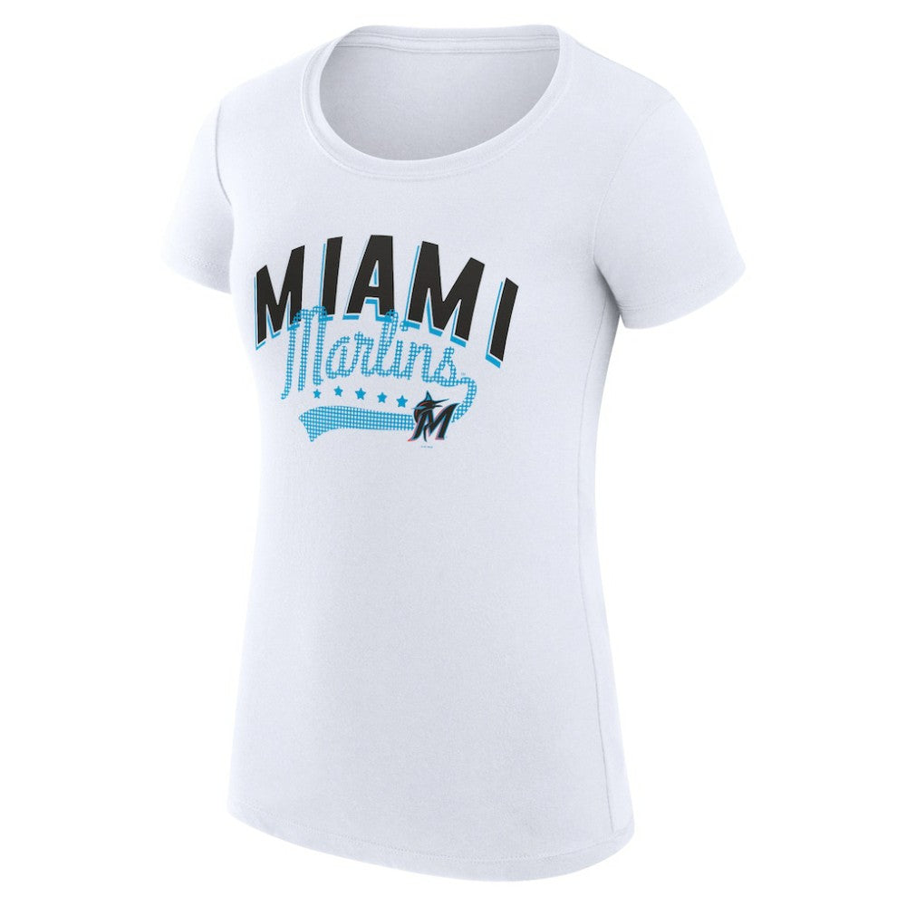 MLB Miami Marlins G-III 4Her by Carl Banks Women's Super-Slim Fit Lightweight Filigree Team T-Shirt