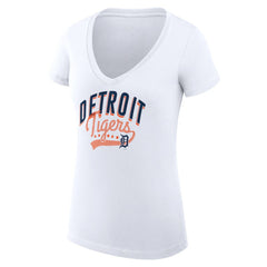 MLB Detroit Tigers G-III 4Her by Carl Banks Women's Super-Slim Fit Lightweight Filigree Team V-Neck T-Shirt