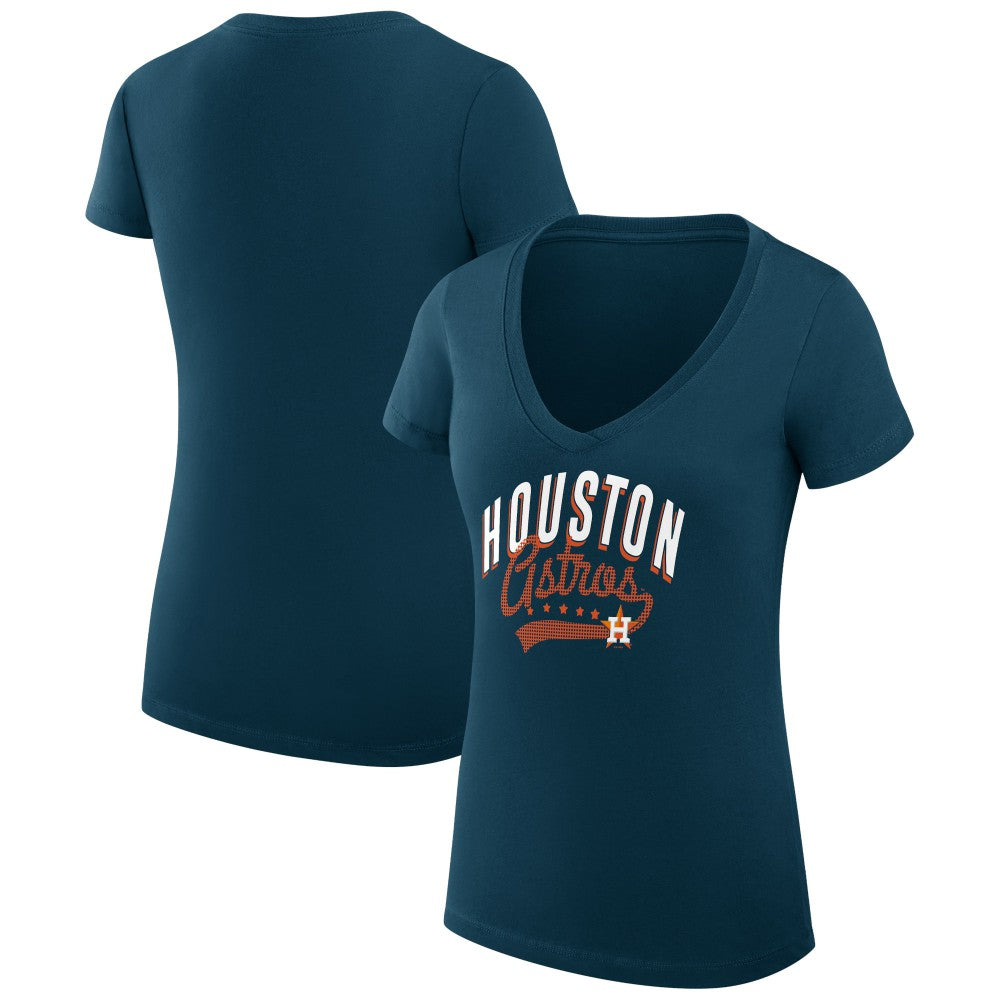MLB Houston Astros G-III 4Her by Carl Banks Women's Super-Slim Fit Lightweight Filigree Team V-Neck T-Shirt