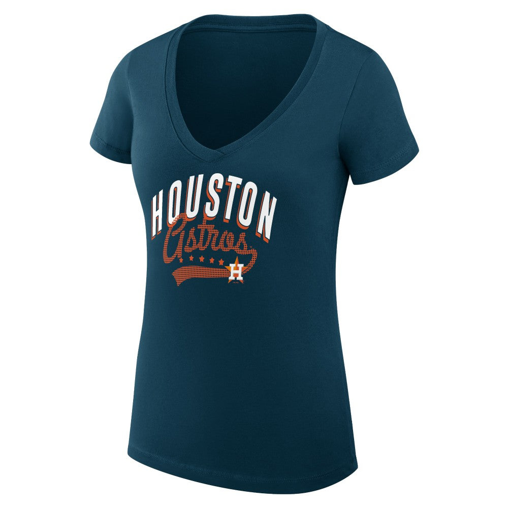 MLB Houston Astros G-III 4Her by Carl Banks Women's Super-Slim Fit Lightweight Filigree Team V-Neck T-Shirt