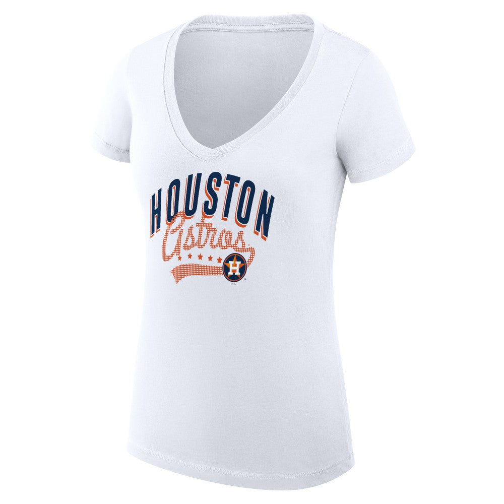 MLB Houston Astros G-III 4Her by Carl Banks Women's Super-Slim Fit Lightweight Filigree Team V-Neck T-Shirt