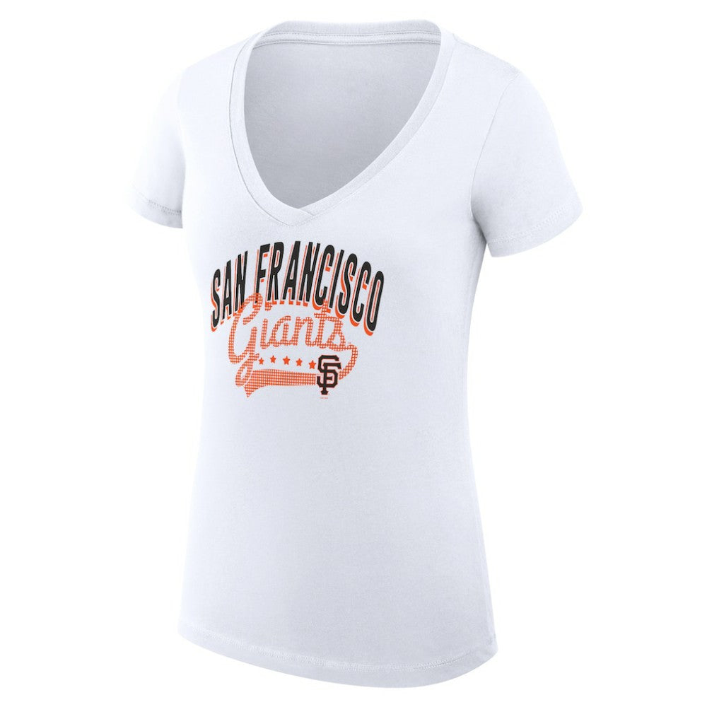 MLB San Francisco Giants G-III 4Her by Carl Banks Women's Super-Slim Fit Lightweight Filigree Team V-Neck T-Shirt