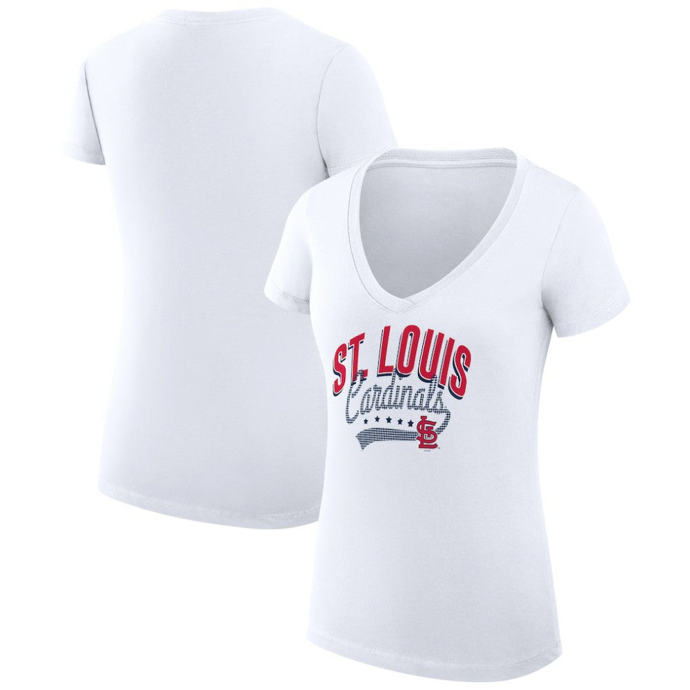 MLB St. Louis Cardinals G-III 4Her by Carl Banks Women's Super-Slim Fit Lightweight Filigree Team V-Neck T-Shirt