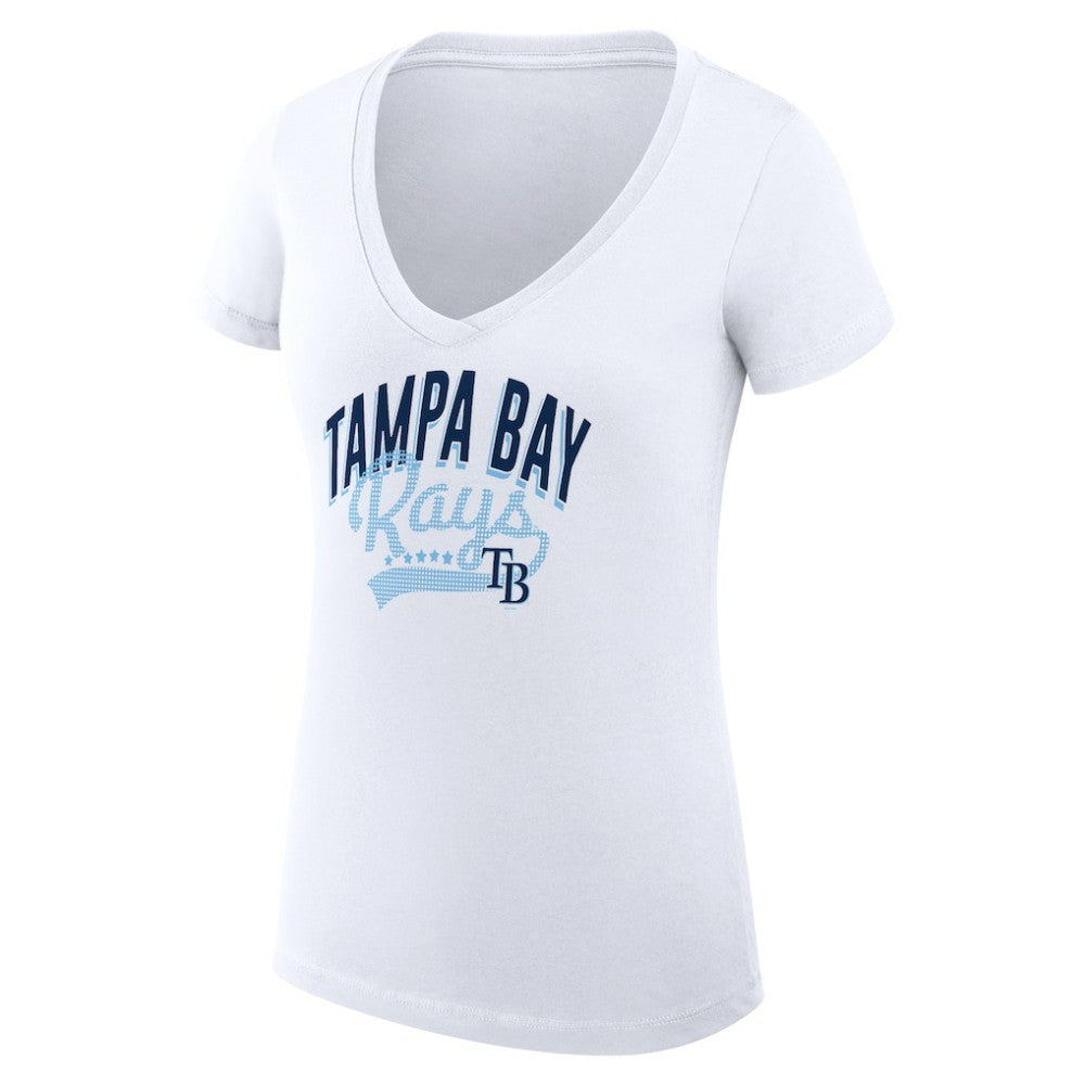 MLB Tampa Bay Rays G-III 4Her by Carl Banks Women's Super-Slim Fit Lightweight Filigree Team V-Neck T-Shirt