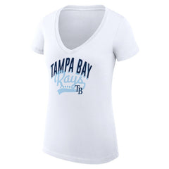 MLB Tampa Bay Rays G-III 4Her by Carl Banks Women's Super-Slim Fit Lightweight Filigree Team V-Neck T-Shirt