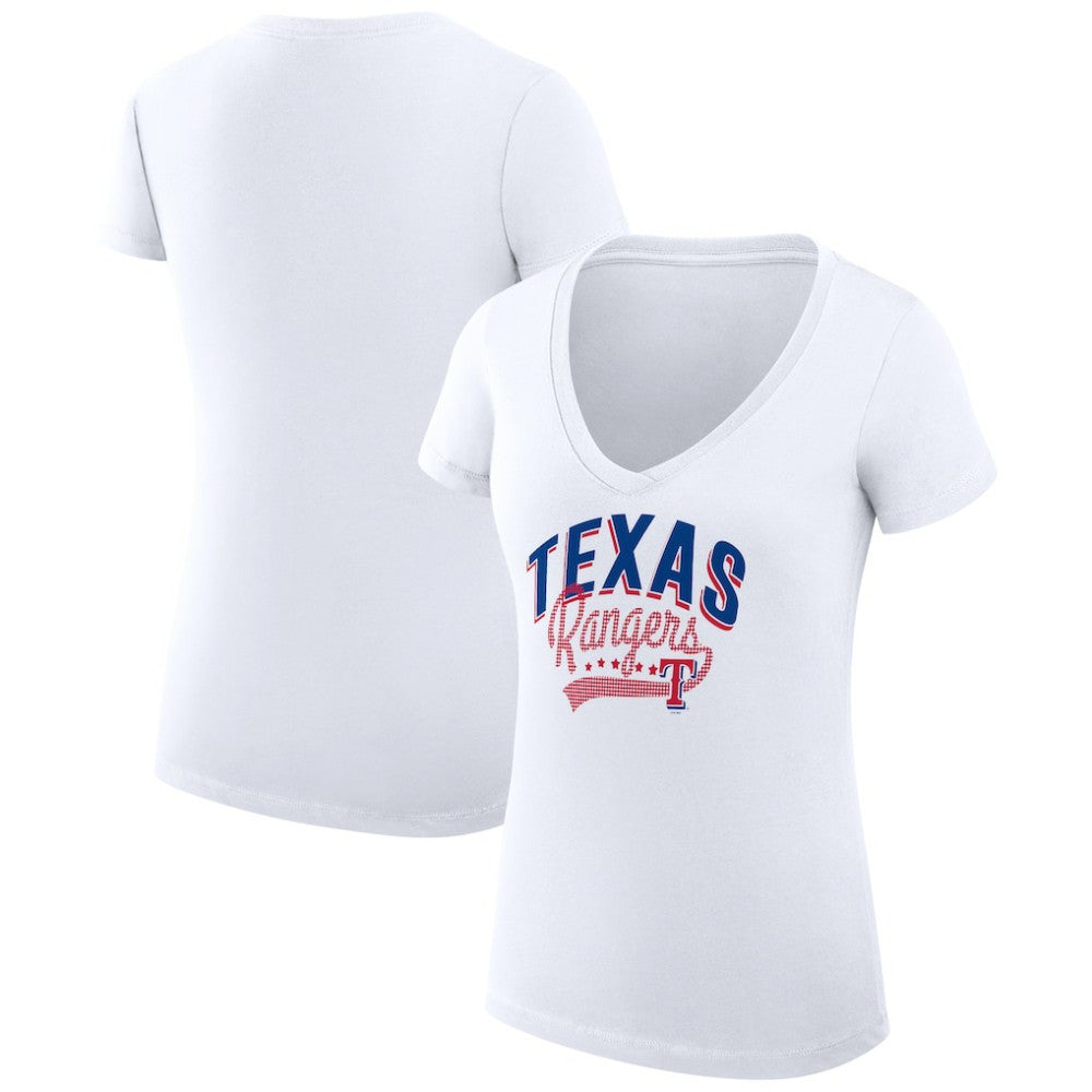 MLB Texas Rangers G-III 4Her by Carl Banks Women's Super-Slim Fit Lightweight Filigree Team V-Neck T-Shirt
