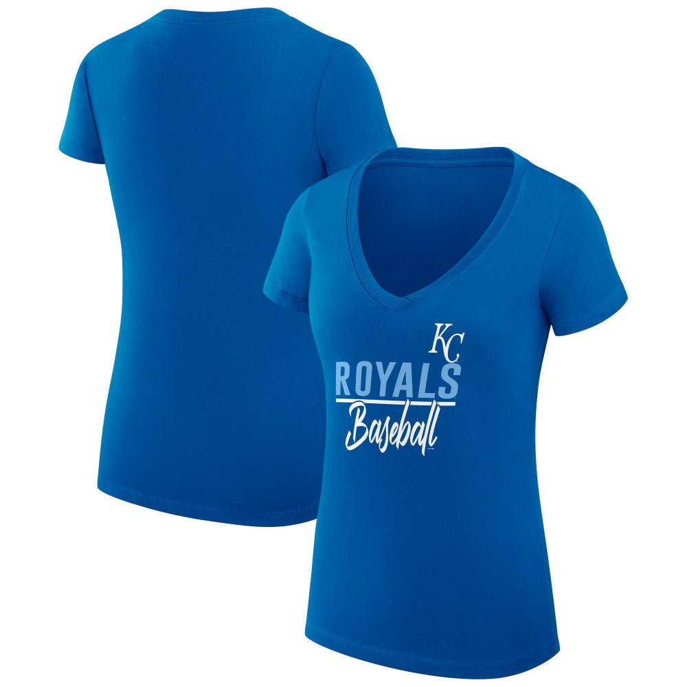 MLB Kansas City Royals G-III 4Her by Carl Banks Women's Super-Slim Fit Lightweight Team Graphic V-Neck T-Shirt