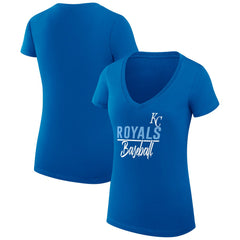 MLB Kansas City Royals G-III 4Her by Carl Banks Women's Super-Slim Fit Lightweight Team Graphic V-Neck T-Shirt