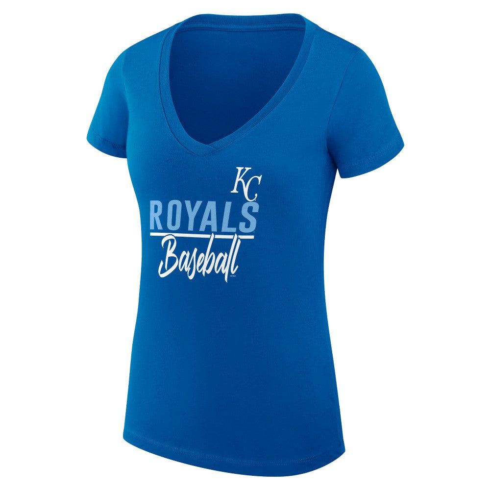 MLB Kansas City Royals G-III 4Her by Carl Banks Women's Super-Slim Fit Lightweight Team Graphic V-Neck T-Shirt