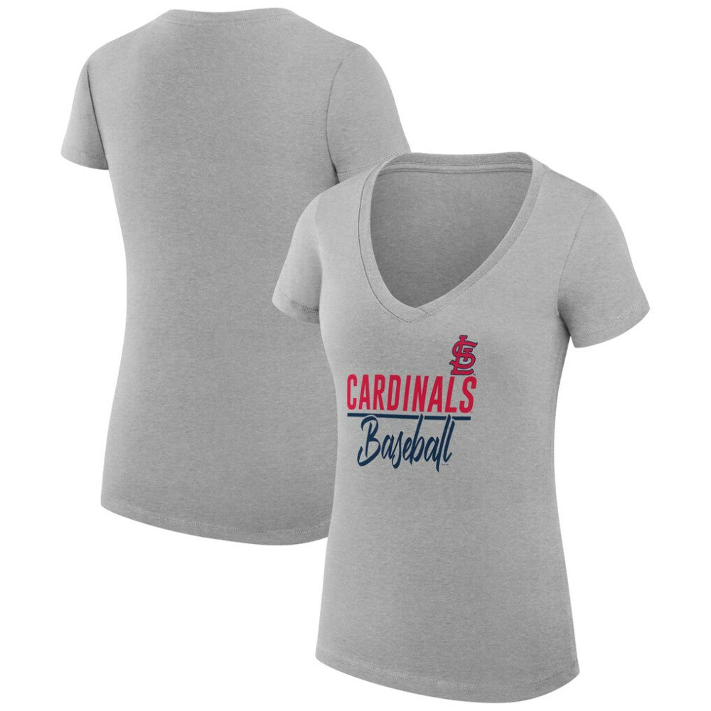 MLB St. Louis Cardinals G-III 4Her by Carl Banks Women's Super-Slim Fit Lightweight Team Graphic V-Neck T-Shirt