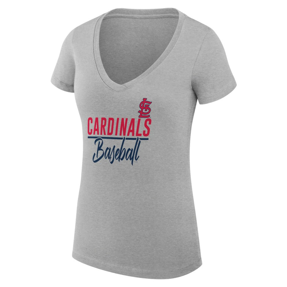 MLB St. Louis Cardinals G-III 4Her by Carl Banks Women's Super-Slim Fit Lightweight Team Graphic V-Neck T-Shirt