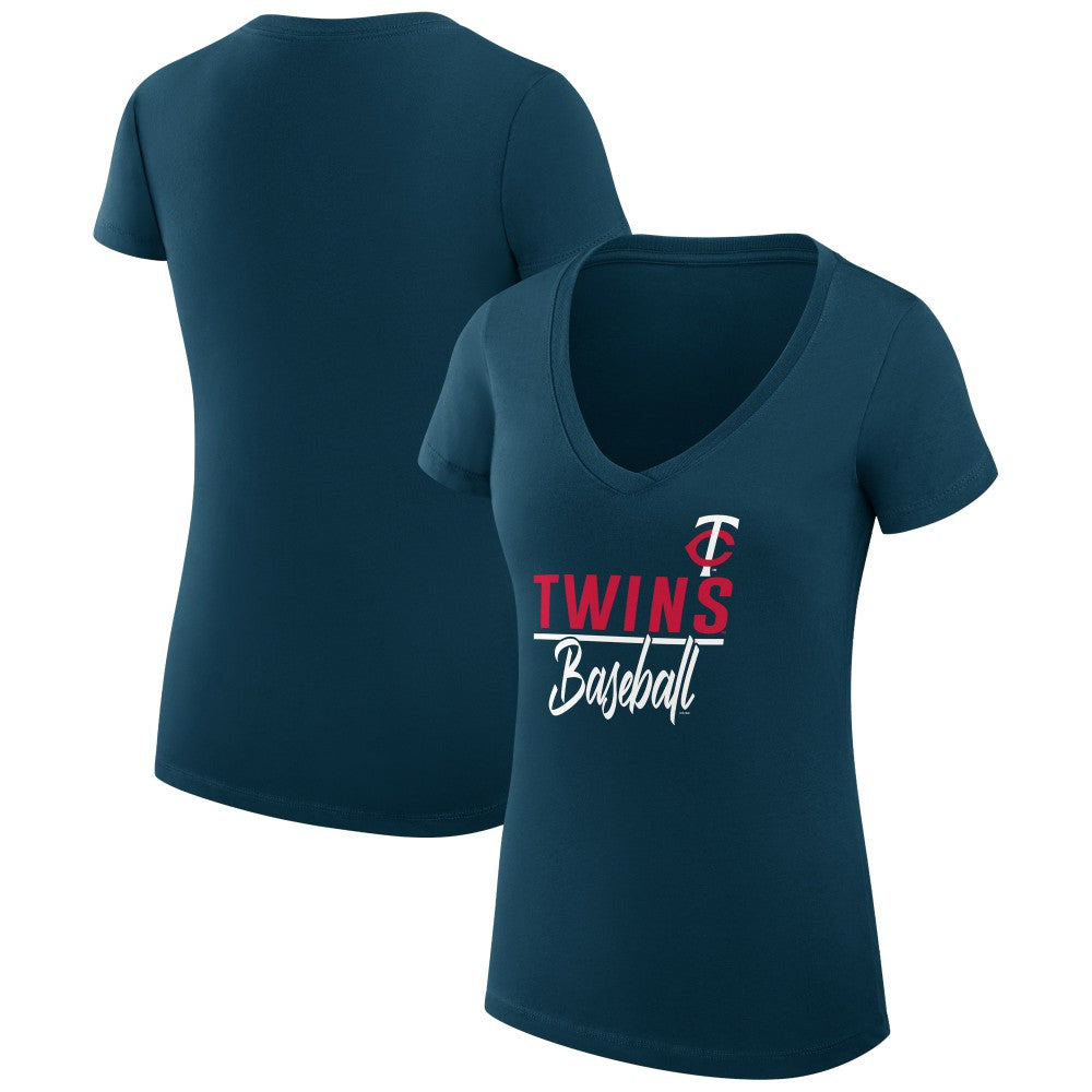 MLB Minnesota Twins G-III 4Her by Carl Banks Women's Super-Slim Fit Lightweight Team Graphic V-Neck T-Shirt