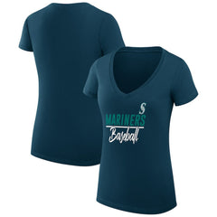 MLB Seattle Mariners G-III 4Her by Carl Banks Women's Super-Slim Fit Lightweight Team Graphic V-Neck T-Shirt