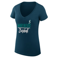 MLB Seattle Mariners G-III 4Her by Carl Banks Women's Super-Slim Fit Lightweight Team Graphic V-Neck T-Shirt