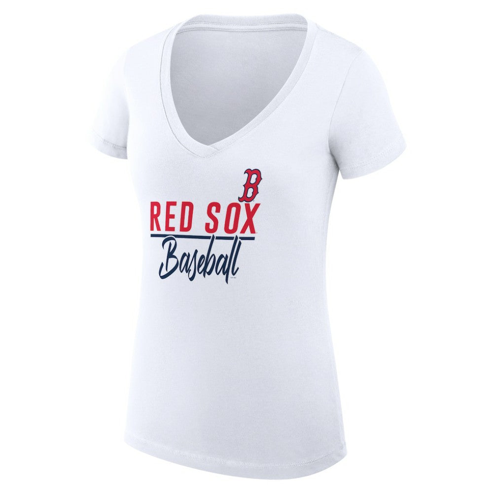 MLB Boston Red Sox G-III 4Her by Carl Banks Women's Super-Slim Fit Lightweight Team Graphic V-Neck T-Shirt