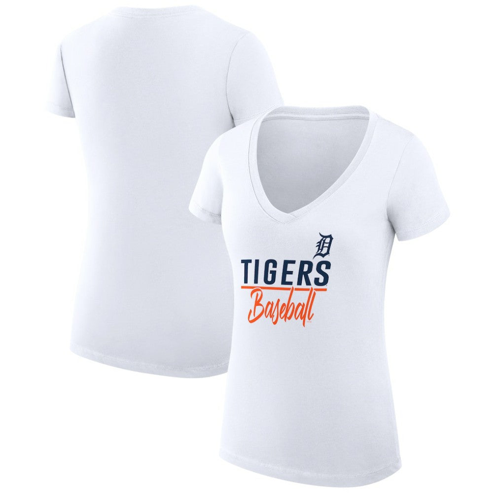 MLB Detroit Tigers G-III 4Her by Carl Banks Women's Super-Slim Fit Lightweight Team Graphic V-Neck T-Shirt