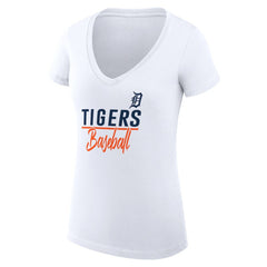 MLB Detroit Tigers G-III 4Her by Carl Banks Women's Super-Slim Fit Lightweight Team Graphic V-Neck T-Shirt