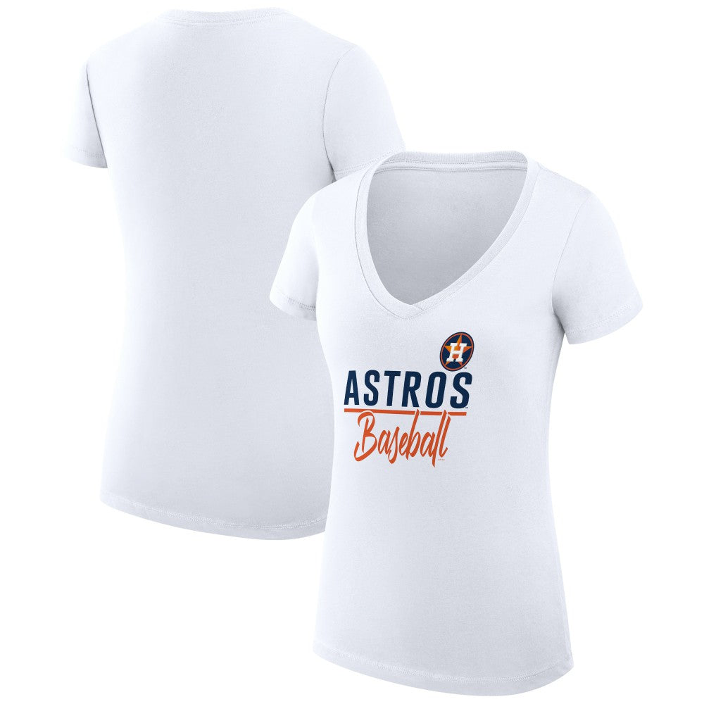 MLB Houston Astros G-III 4Her by Carl Banks Women's Super-Slim Fit Lightweight Team Graphic V-Neck T-Shirt