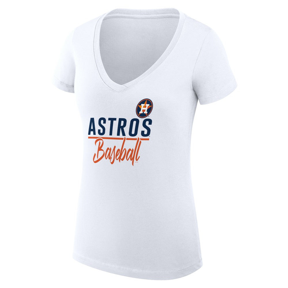 MLB Houston Astros G-III 4Her by Carl Banks Women's Super-Slim Fit Lightweight Team Graphic V-Neck T-Shirt