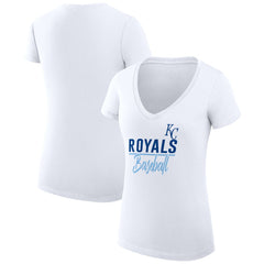 MLB Kansas City Royals G-III 4Her by Carl Banks Women's Super-Slim Fit Lightweight Team Graphic V-Neck T-Shirt