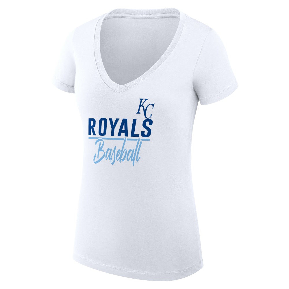 MLB Kansas City Royals G-III 4Her by Carl Banks Women's Super-Slim Fit Lightweight Team Graphic V-Neck T-Shirt