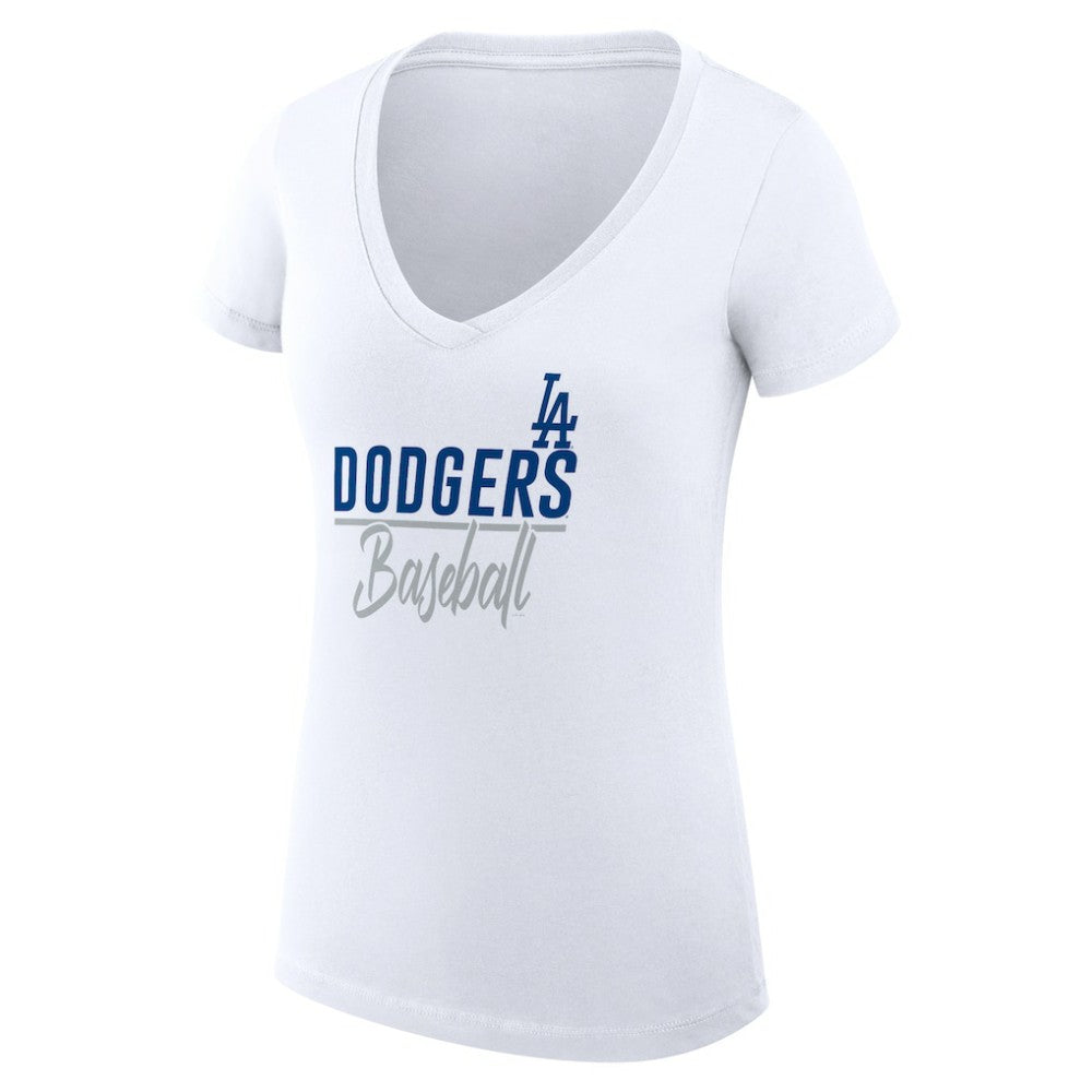 MLB Los Angeles Dodgers G-III 4Her by Carl Banks Women's Super-Slim Fit Lightweight Team Graphic V-Neck T-Shirt