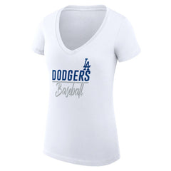 MLB Los Angeles Dodgers G-III 4Her by Carl Banks Women's Super-Slim Fit Lightweight Team Graphic V-Neck T-Shirt