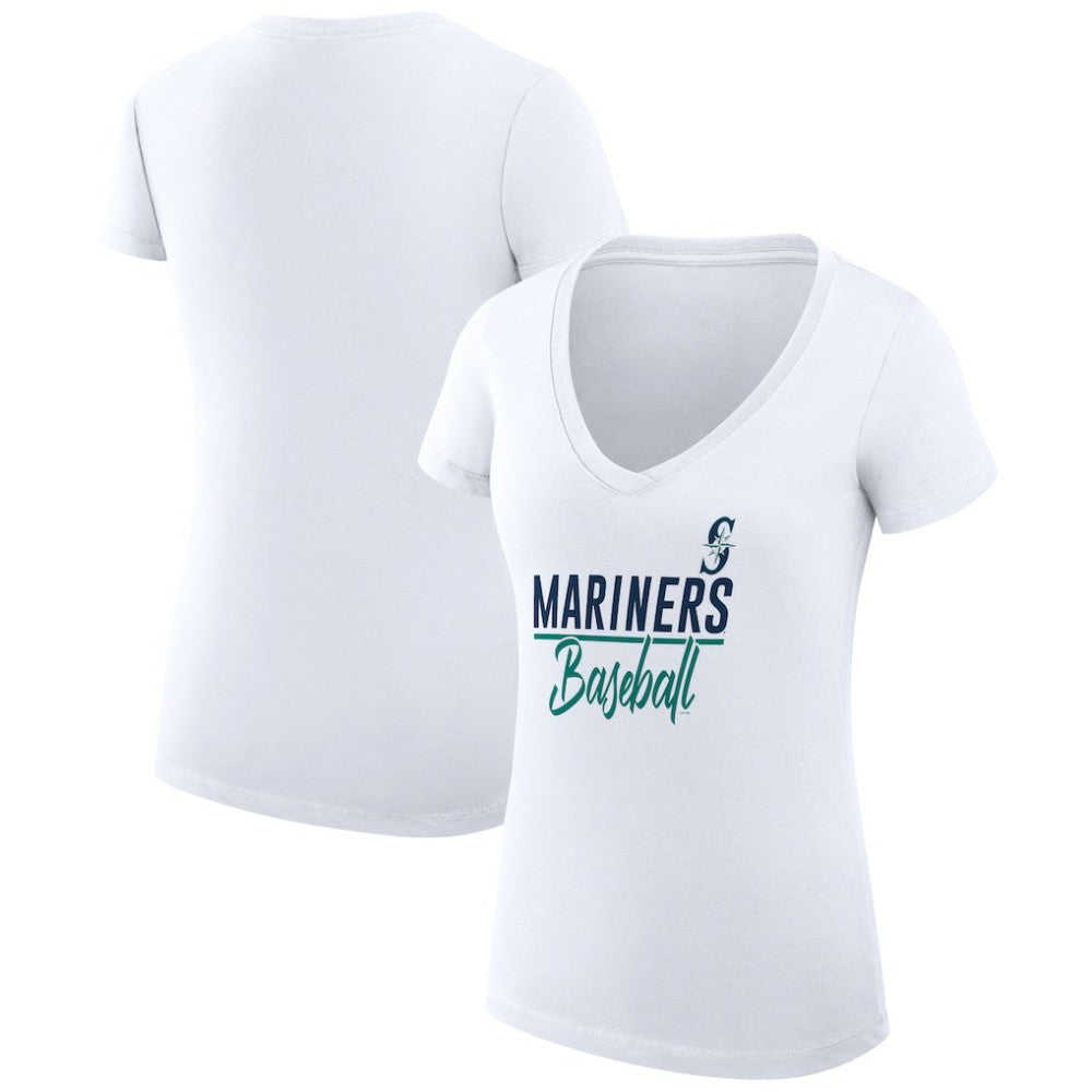 MLB Seattle Mariners G-III 4Her by Carl Banks Women's Super-Slim Fit Lightweight Team Graphic V-Neck T-Shirt