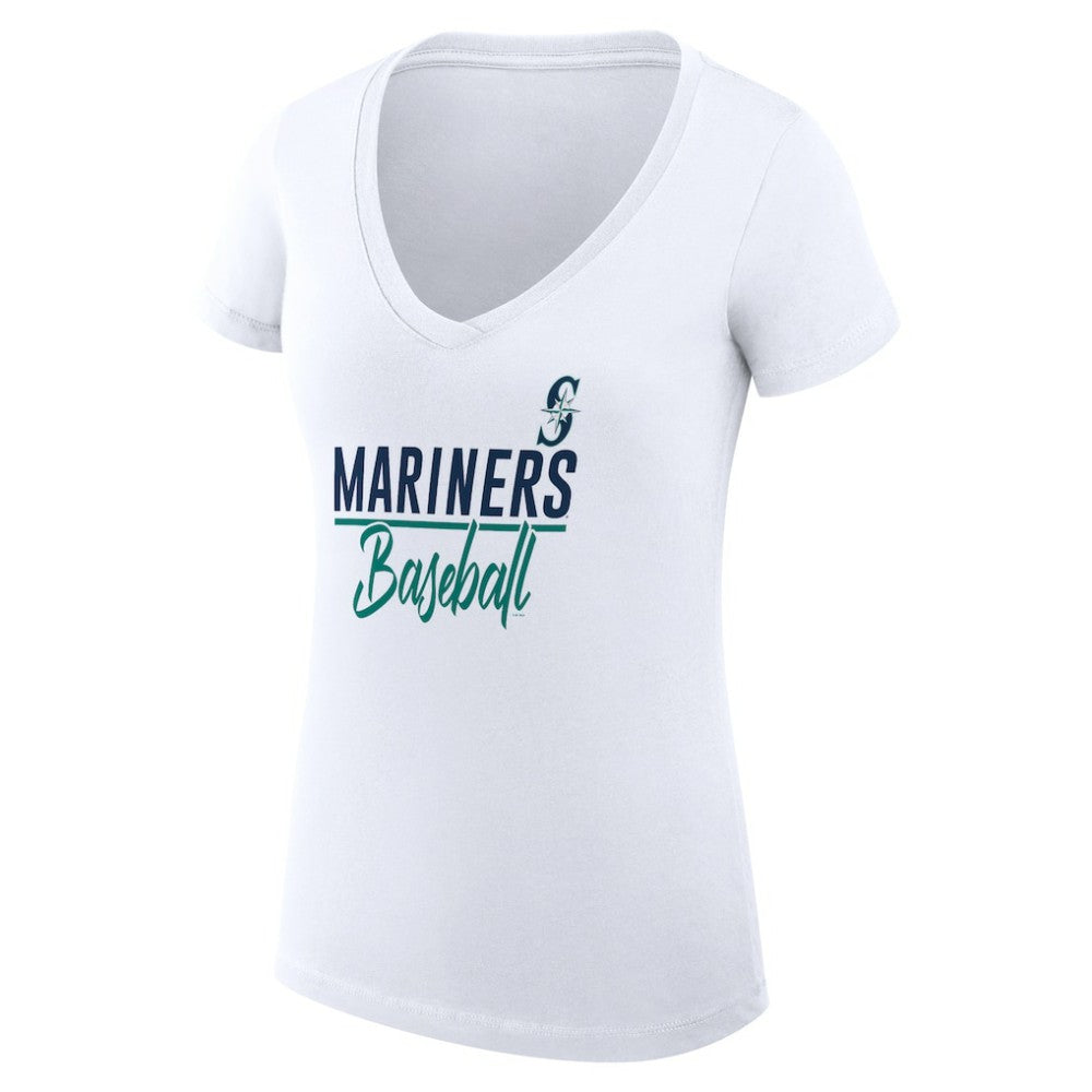 MLB Seattle Mariners G-III 4Her by Carl Banks Women's Super-Slim Fit Lightweight Team Graphic V-Neck T-Shirt