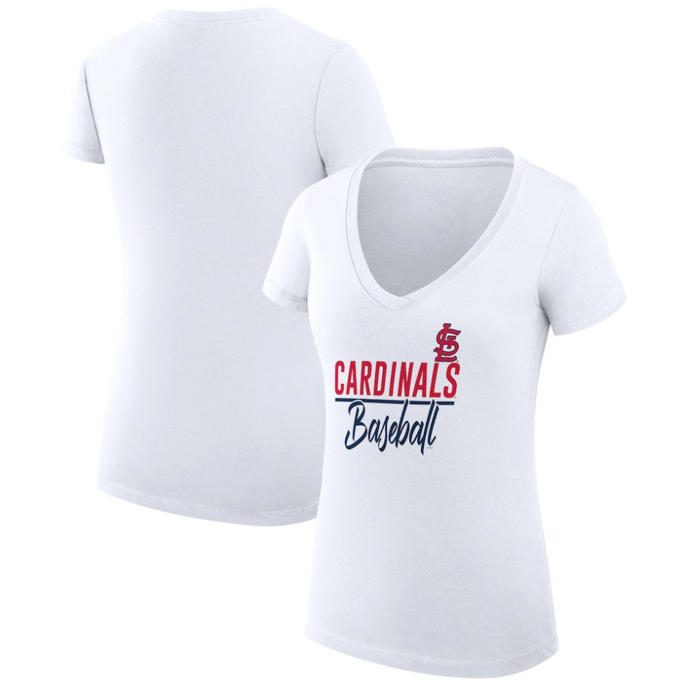 MLB St. Louis Cardinals G-III 4Her by Carl Banks Women's Super-Slim Fit Lightweight Team Graphic V-Neck T-Shirt